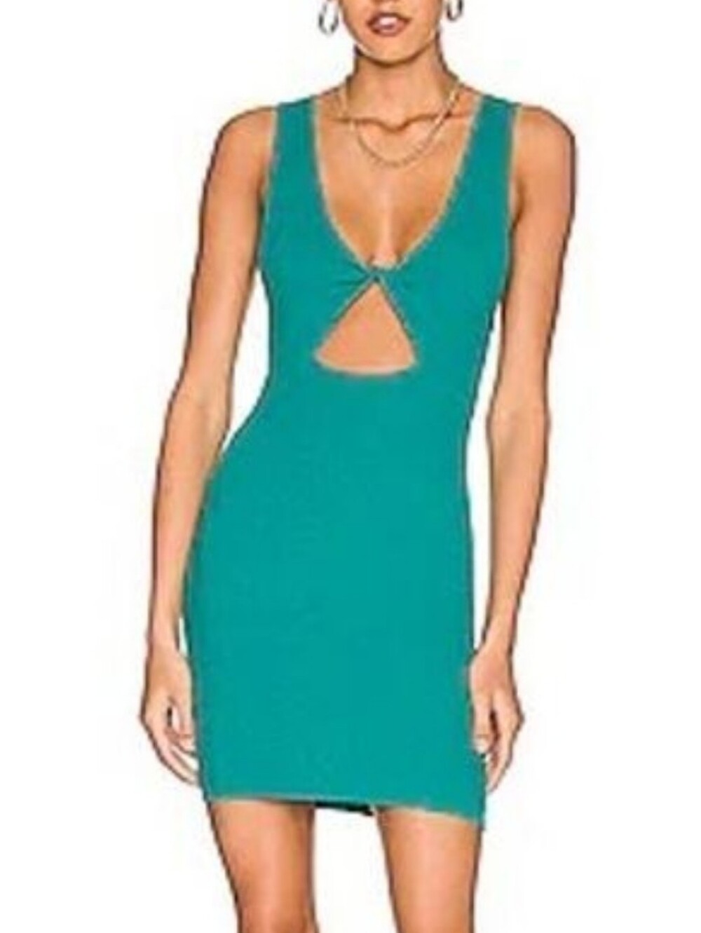 Free People FP Beach Islander Dress Size M Teal Cutout Stretch Bodycon